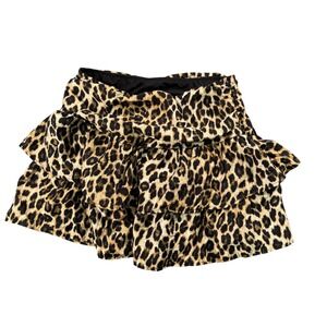 Leopard Print Ruffle Tiered Mini Skirt Y2K Coquette Animal Print Women's M